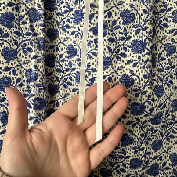 Alex Mill Floral Drawstring Waist A-Line Knee Length Skirt Blue Size Small - Picture 3 of 5